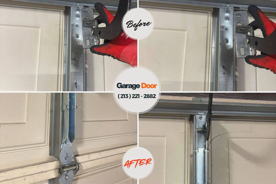 Before and after: garage door repair Justice, OK